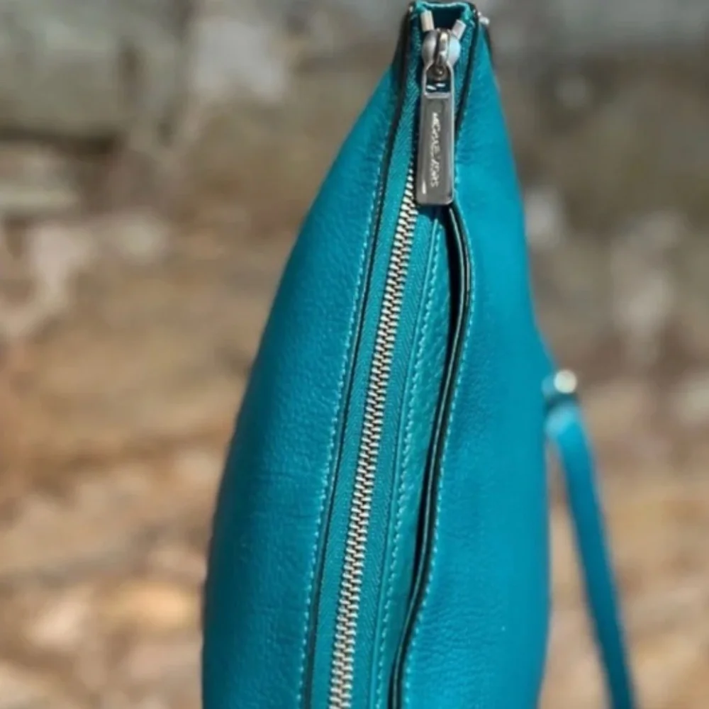 Michael Kors Dark Teal Pebbled Leather Shoulder Bag - Picture 16 of 16